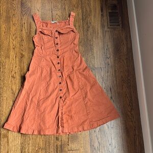 Rust Orange Button-Down Dress
